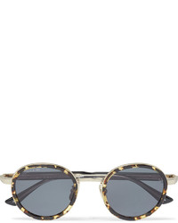 Gucci Round Frame Tortoiseshell Acetate And Gold Tone Sunglasses