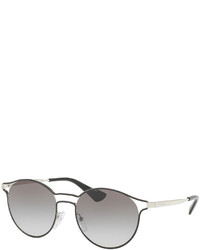 Prada Round Metal Open Inset Sunglasses Black