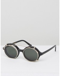 Han Kjobenhavn Round Sunglasses Doc Clip On In Black