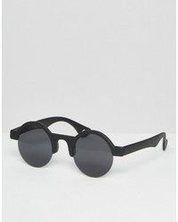 Asos Round Sunglasses In Matte Black