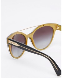 Dolce & Gabbana Round Sunglasses With Brow Bar