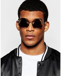 Asos Round Sunglasses With Cut Out Triangle Lens In Black
