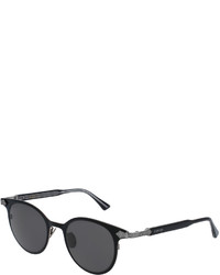 Gucci Round Titanium Sunglasses Wengraved Details Black