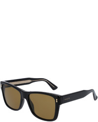 Gucci Runway Acetate Rectangular Sunglasses Black
