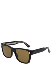 Gucci Runway Acetate Rectangular Sunglasses Black