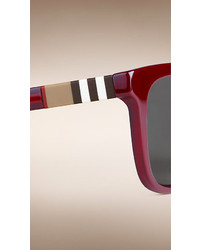 Burberry Square Frame Check Detail Sunglasses