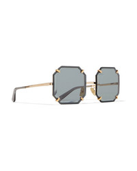 Dolce & Gabbana Square Frame Gold Tone Sunglasses