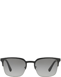 Prada Square Half Rim Metal Sunglasses Matte Blackgunmetal
