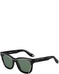 Givenchy Square Metal Trim Monochromatic Sunglasses Black