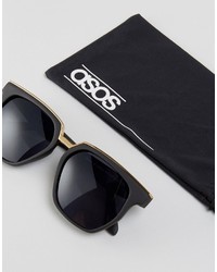 Asos Square Sunglasses With Gold Top