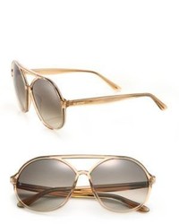 Valentino Thin Glam 60mm Rounded Aviator Sunglasses