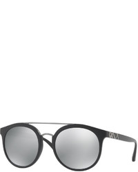 Burberry Top Bar Polarized Round Frame Sunglasses Black
