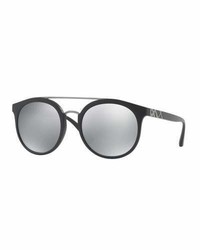 Burberry Top Bar Polarized Round Frame Sunglasses Black