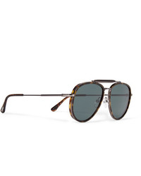 Tom Ford Tripp Aviator Style Tortoiseshell Acetate And Silver Tone Sunglasses