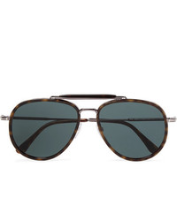 Tom Ford Tripp Aviator Style Tortoiseshell Acetate And Silver Tone Sunglasses
