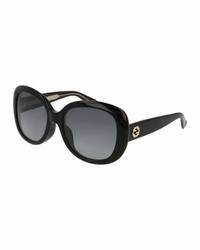 Gucci Universal Fit Acetate Butterfly Sunglasses Black