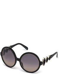 Emilio Pucci Waved Gradient Round Sunglasses Black