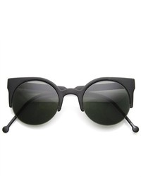 ZeroUV Fashion Half Frame Round Cateye Sunglasses