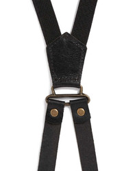 Topman Black Leather Suspenders