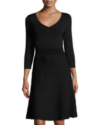 Neiman Marcus 3 Sleeve A Line Sweater Dress Black