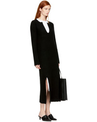 Rosetta Getty Black Cashmere Slit Front Sweater Dress