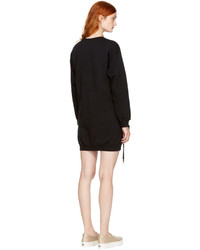 MSGM Black Ruffle Sweatshirt Dress