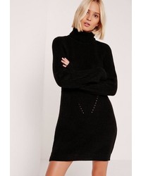 Missguided Black Turtle Neck Mini Sweater Dress