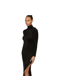Balenciaga Black Velvet Turtleneck Fitted Dress