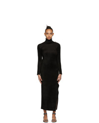 Balenciaga Black Velvet Turtleneck Fitted Dress