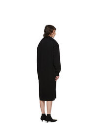 Balenciaga Black Wool Pinched Shoulder Dress