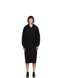 Balenciaga Black Wool Pinched Shoulder Dress