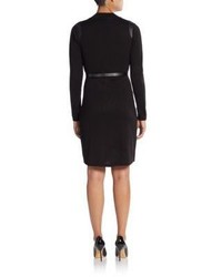 Calvin Klein Faux Leather Trim Sweater Dress