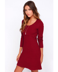 Angie Cocoa And Kisses Wine Red Sweater Dress