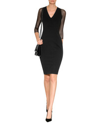 Ralph Lauren Collection V Neck Sweater Dress With Sheer Sleeves
