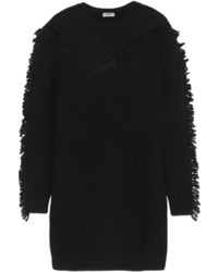 Kenzo Fringed Ribbed Wool Mini Sweater Dress