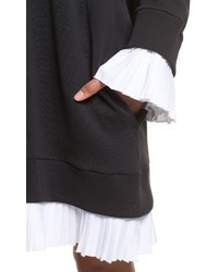MM6 MAISON MARGIELA Hooded Sweatshirt Dress With Pleated Trim