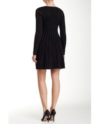 Max Studio Long Sleeve Scoop Neck Fit Flare Sweater Dress