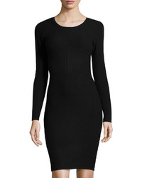 Andrew Marc Marc New York By Long Sleeve Ribbed Sweater Dress Black