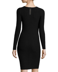 Andrew Marc Marc New York By Long Sleeve Ribbed Sweater Dress Black