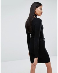 Lipsy Michelle Keegan Loves Button Up Sweater Dress With Neck Tie