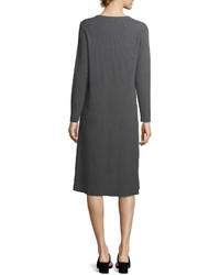 Eileen Fisher Ribbed Washable Wool Crepe Ribbed Sweaterdress
