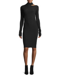 Helmut Lang Tieback Long Sleeve Fitted Sweater Dress