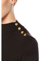 Balmain Turtleneck Sweater Dress W Gold Buttons