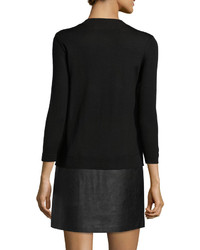 Susana Monaco Wool And Faux Leather Sweater Dress Black