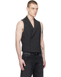 424 Black Double Breasted Vest
