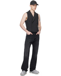 424 Black Double Breasted Vest