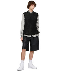 Comme Des Garcons Homme Plus Black Silver Knit Sleeveless Sweater