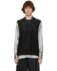 Comme Des Garcons Homme Plus Black Silver Knit Sleeveless Sweater