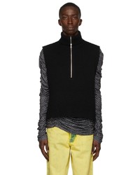 Dries Van Noten Black Wool Zip Up Vest
