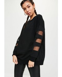 Missguided Active Black Mesh Sleeve Sweatshirt